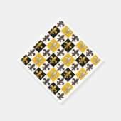 Geel Zwart Wit Geruit Fleur-de-lis Design Servet (Hoek)