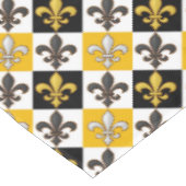 Geel Zwart Wit Geruit Fleur-de-lis Design Tafelkleed (Gekanteld)
