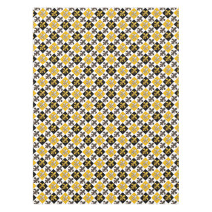 Geel Zwart Wit Geruit Fleur-de-lis Design Tafelkleed