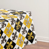 Geel Zwart Wit Geruit Fleur-de-lis Design Tafelkleed (Voorbeeld)