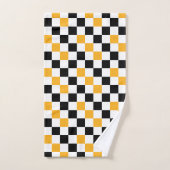 Geel Zwart Wit Geruit Patroonontwerp Bad Handdoek (Handdoek)