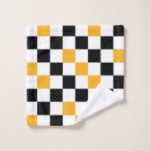 Geel Zwart Wit Geruit Patroonontwerp Bad Handdoek (Wasdoekje)