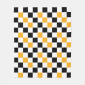 Geel Zwart Wit Geruit Patroonontwerp Fleece Deken (Voorkant)