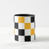 Geel Zwart Wit Geruit Patroonontwerp Mok (Midden)