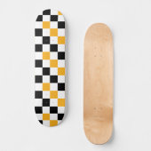 Geel Zwart Wit Geruit Patroonontwerp  Persoonlijk Skateboard (Voorkant)