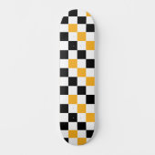 Geel Zwart Wit Geruit Patroonontwerp  Persoonlijk Skateboard (Voorkant)