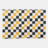 Geel Zwart Wit Geruit Patroonontwerp Theedoek (Horizontaal)