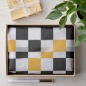 Geel Zwart Wit Geruit Patroonontwerp Tissuepapier (Geschenk)