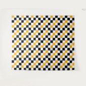 Geel Zwart Wit Geruit Patroonontwerp Wandkleed (Voorkant (horizontaal))