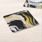Geel, zwart, wit kartonnen onderzetters (Schuin)