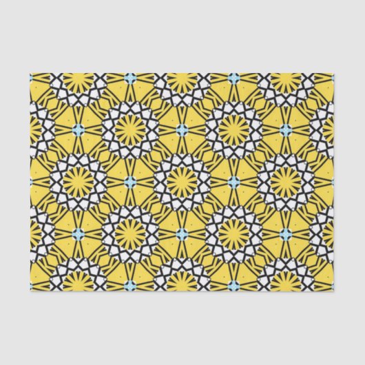 Geel zwart-wit Marokkaans mozaïekpatroon Tissuepapier (Voorkant)