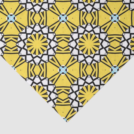 Geel zwart-wit Marokkaans mozaïekpatroon Tissuepapier (Detail)