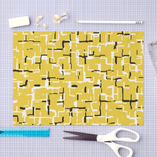 Geel zwart wit modern patroon tissuepapier (Craft)