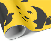 Geel Zwart Wit Panda Kerst Wrapping Papier (Rol Hoek)