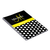 Geel Zwart Wit Polka Dot Monogram Notitieboek (Rechterzijde)