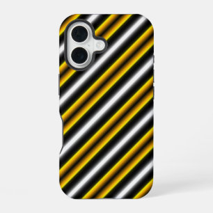 Geel Zwart Wit Regenboog Strepen iPhone 16 Hoesje