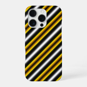 Geel Zwart Wit Regenboog Strepen iPhone 16 Pro Hoesje