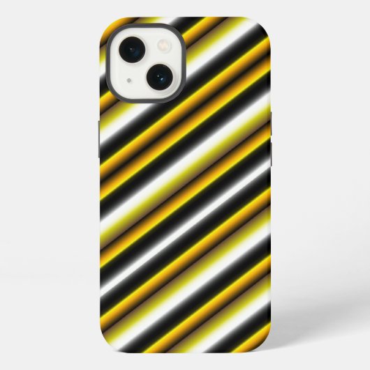 Geel Zwart Wit Regenboog Strepen iPhone Hoesje (Achterkant)