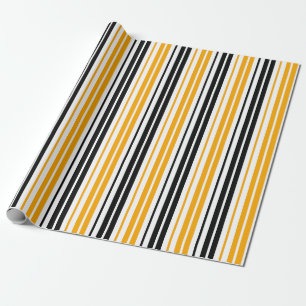 Geel Zwart Wit Strepen Patroon Ontwerp Cadeaupapier