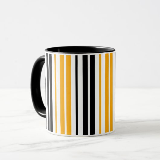 Geel Zwart Wit Strepen Patroon Ontwerp  Mok (Voorkant links)