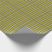 Geel zwart wit tartan schotel cadeaupapier (Hoek)