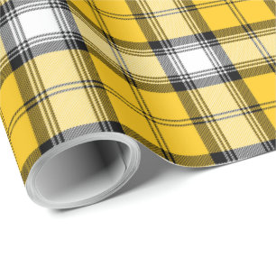 Geel zwart-wit Tartan Schots patroonpatroon Cadeaupapier