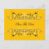 Geel zwart wit wervelingen Bewaar de datum Aankondigingskaart (Voorkant)