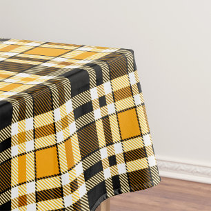 Geel Zwart Witte Flanel Tartan Patroon Ontwerp  Tafelkleed