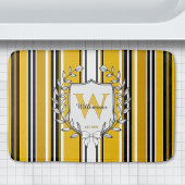 Geel Zwart Witte Streep Monogram Familiewapen Badmat