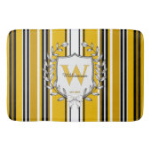 Geel Zwart Witte Streep Monogram Familiewapen Badmat (Voorkant)
