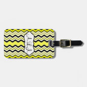 Geel, zwart, witte strepen Bagagelabel (Voorkant horizontaal)