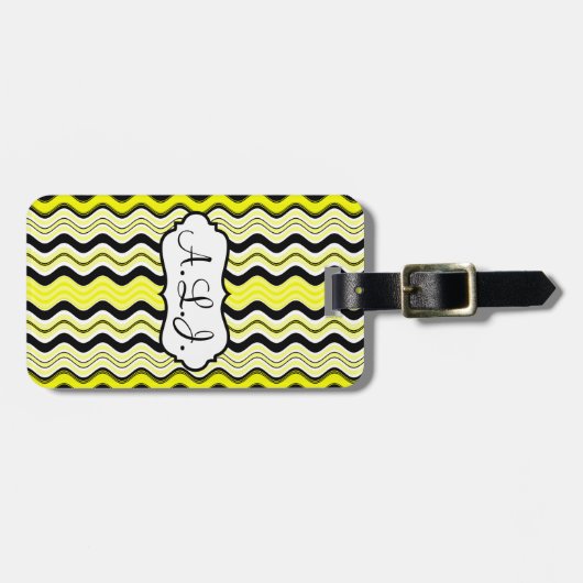 Geel, zwart, witte strepen Bagagelabel (Voorkant horizontaal)