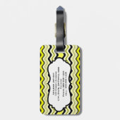 Geel, zwart, witte strepen Bagagelabel (Achterkant verticaal)