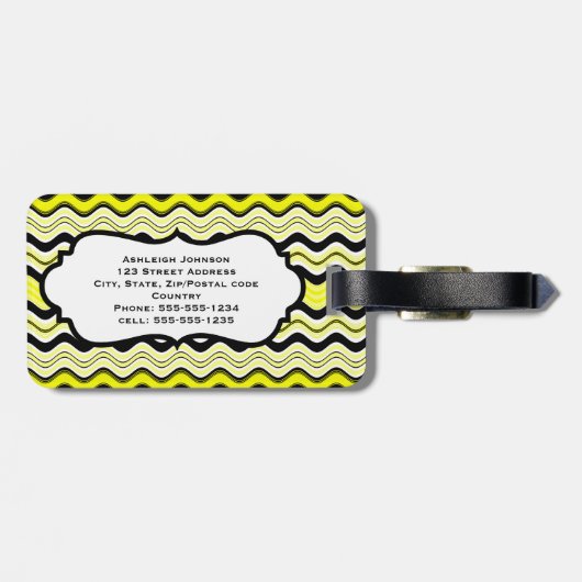 Geel, zwart, witte strepen Bagagelabel (Achterkant horizontaal)