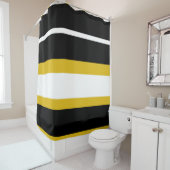 Geel Zwart Witte Strepen Bijenstreep Douchegordijn (In situ)