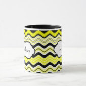 Geel, zwart, witte strepen, gepersonaliseerde micr mok (Midden)