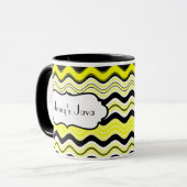 Geel, zwart, witte strepen, gepersonaliseerde micr mok (Voorkant links)
