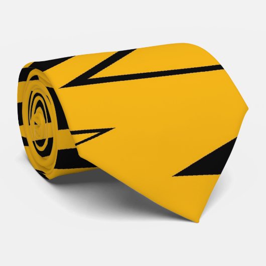  geel, zwart Zigzap Abstract Art Deco 4 Stropdas (Opgerold)