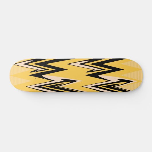Geel, zwart Zigzap Abstract Kunstdeco Skateboard (Horizontaal)