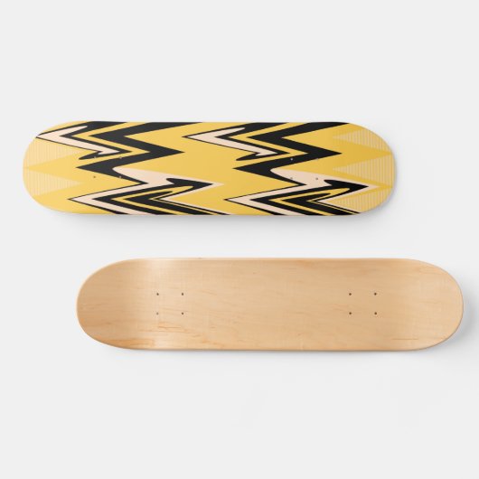 Geel, zwart Zigzap Abstract Kunstdeco Skateboard (Horizontaal)