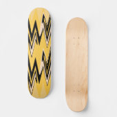 Geel, zwart Zigzap Abstract Kunstdeco Skateboard (Voorkant)