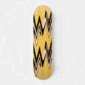 Geel, zwart Zigzap Abstract Kunstdeco Skateboard (Voorkant)