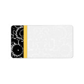 Geel & Zwart Zonnebloem Damask Stippen Verzending Etiket (Voorkant)