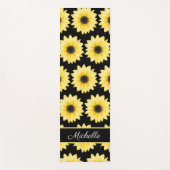 Geel Zwart Zonnebloem Waterverf Patroon Aangepast Yogamat (Voorkant)