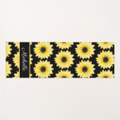 Geel Zwart Zonnebloem Waterverf Patroon Aangepast Yogamat (Voorkant (horizontaal))
