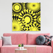 Geel Zwart Zonneschijn Bloemen Retro Canvas Print (Insitu (Woonkamer))
