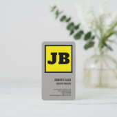 Geel zwart zwart zwart monogram minimalistisch mod visitekaartje (Staand voorkant)