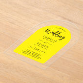 Geel Zwarte Boog Acryl Trouw Uitnodigingen Modern (Laagn)