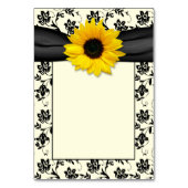 Geel Zwarte Crème Damast Zonnebloem bruiloft Kaart (Achterkant)