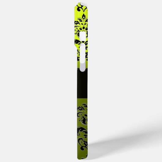 GEEL ZWARTE DAMASK GEM STONE MONOGRAM Case-Mate iPhone CASE (Achterkant / Links)